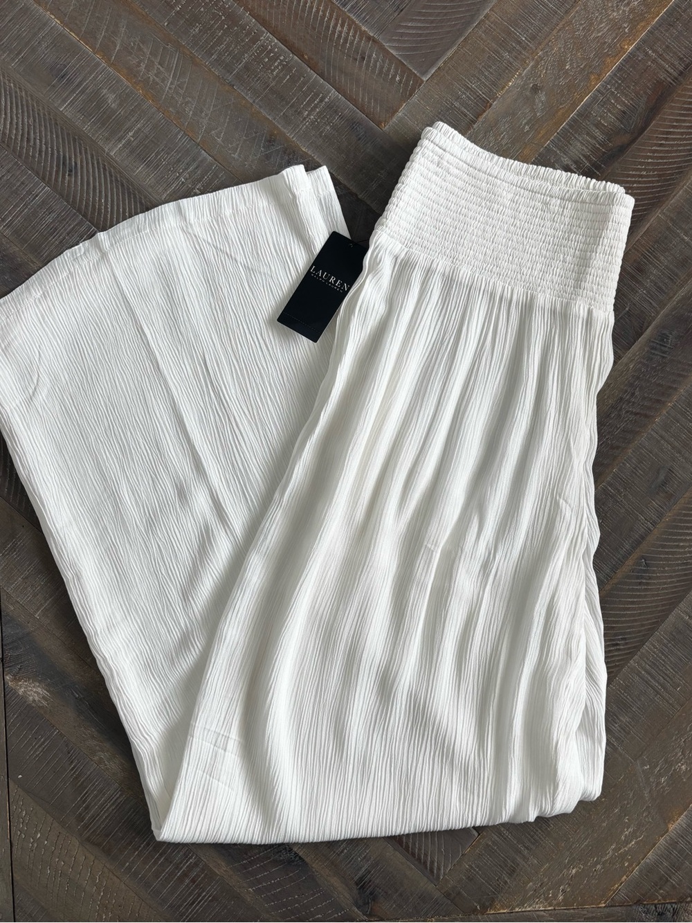 Lauren Ralph Lauren Women’s White Wide-Leg High Rise Pull-On Pants Size M